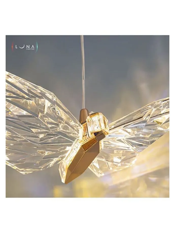 Lampa wisząca LED w kolorze złotym - szer. 20 cm