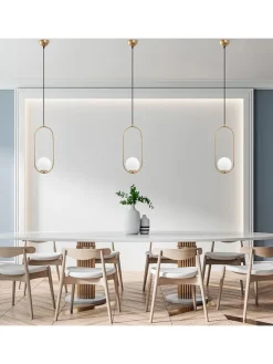 Lampa wisząca "Mudonı" w kolorze złotym - wys. 146 x Ø 20 cm