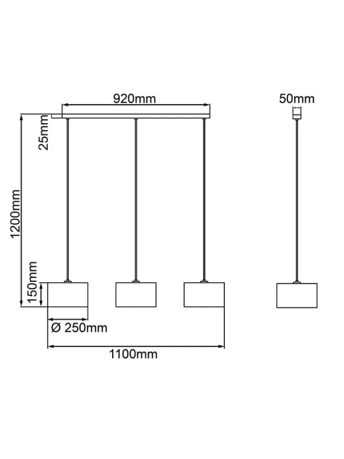 Lampa wisząca "Wiley" w kolorze jasnobrązowym - 110 x 25 cm