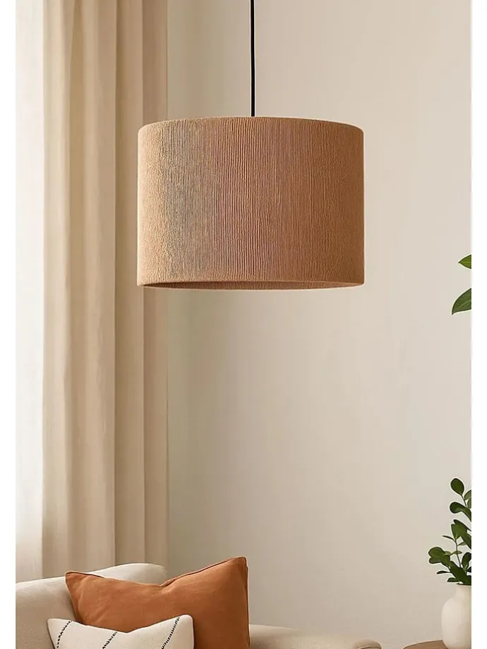 Lampa wisząca w kolorze beżowym - wys. 60 x Ø 30 cm