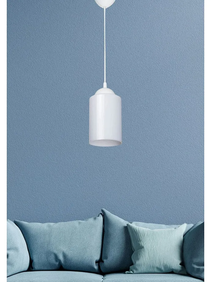 Lampa wisząca w kolorze białym - wys. 60 x Ø 10 cm