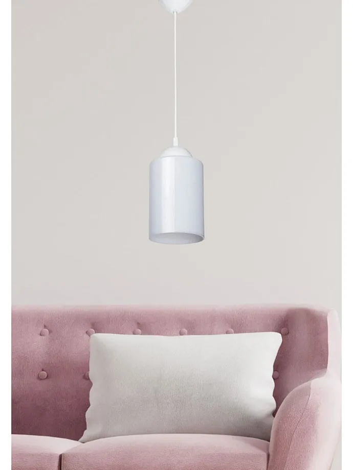 Lampa wisząca w kolorze białym - wys. 60 x Ø 10 cm