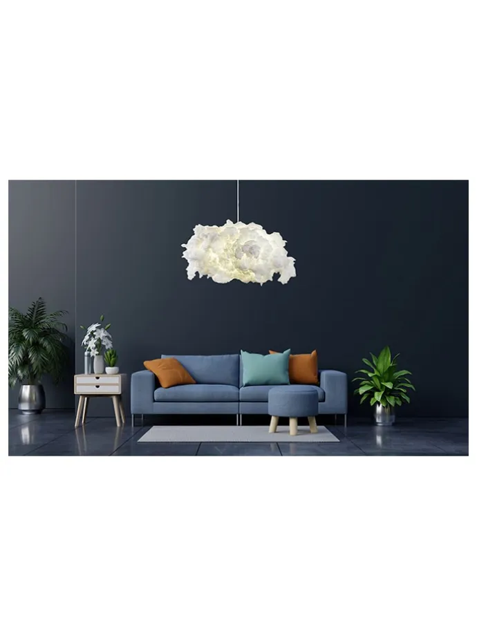 Lampa wisząca w kolorze białym - wys. 80 x Ø 60 cm