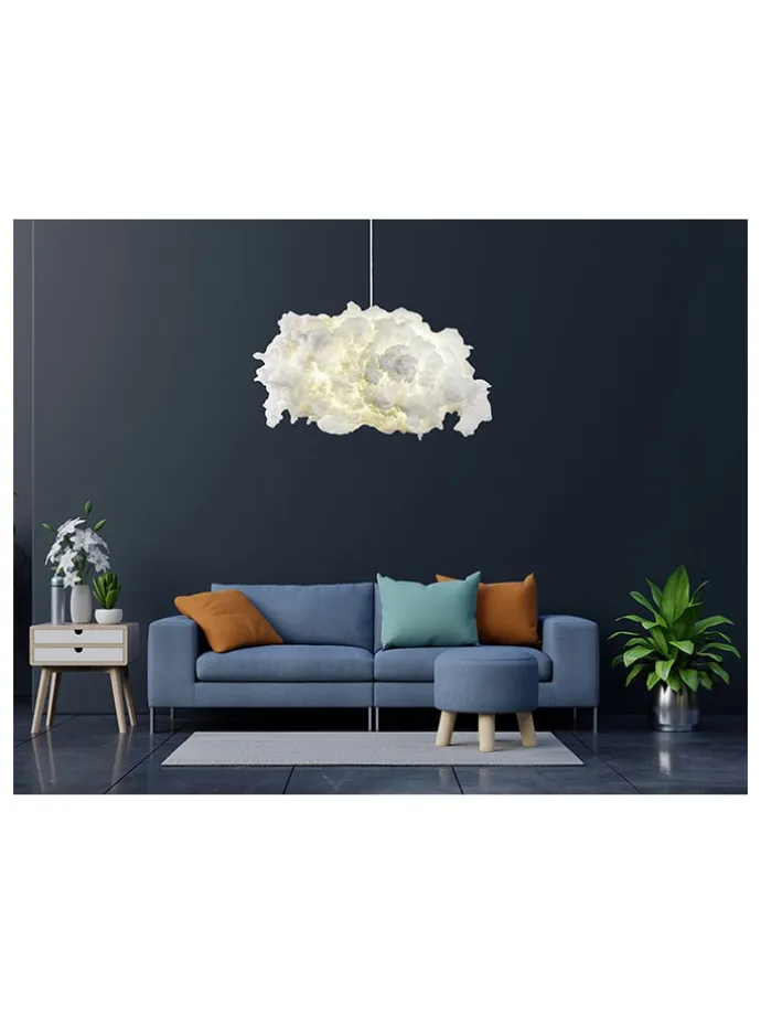 Lampa wisząca w kolorze białym - wys. 80 x Ø 60 cm