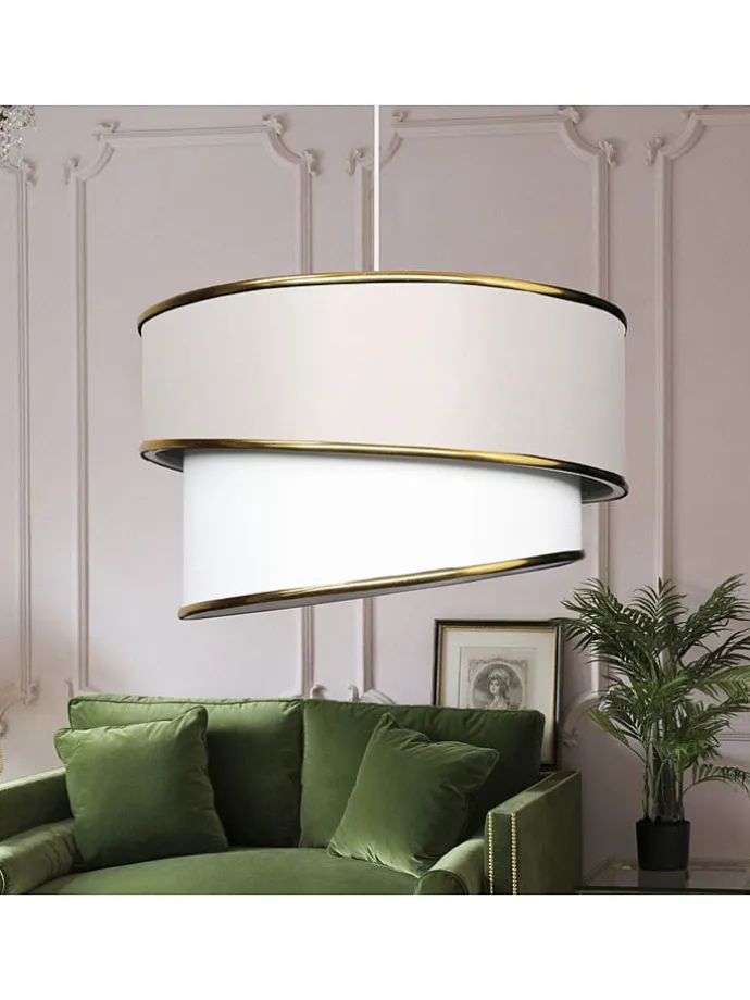 Lampa wisząca w kolorze kremowo-białym - wys. 70 x Ø 30 cm