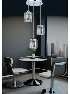 Lampa wisząca w kolorze srebrnym - szer. 30 cm