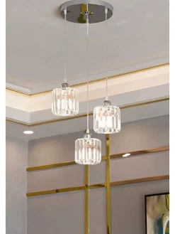 Lampa wisząca w kolorze srebrnym - szer. 30 cm
