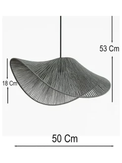 Lampa wisząca w kolorze szarym - wys. 53 x Ø 50 cm