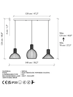 Lampa wisząca w kolorze złotym - 148 x 124 cm