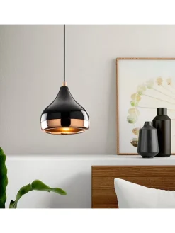 Lampa wisząca "Yildo" w kolorze czarno-pomarańczowym - Ø 17 cm