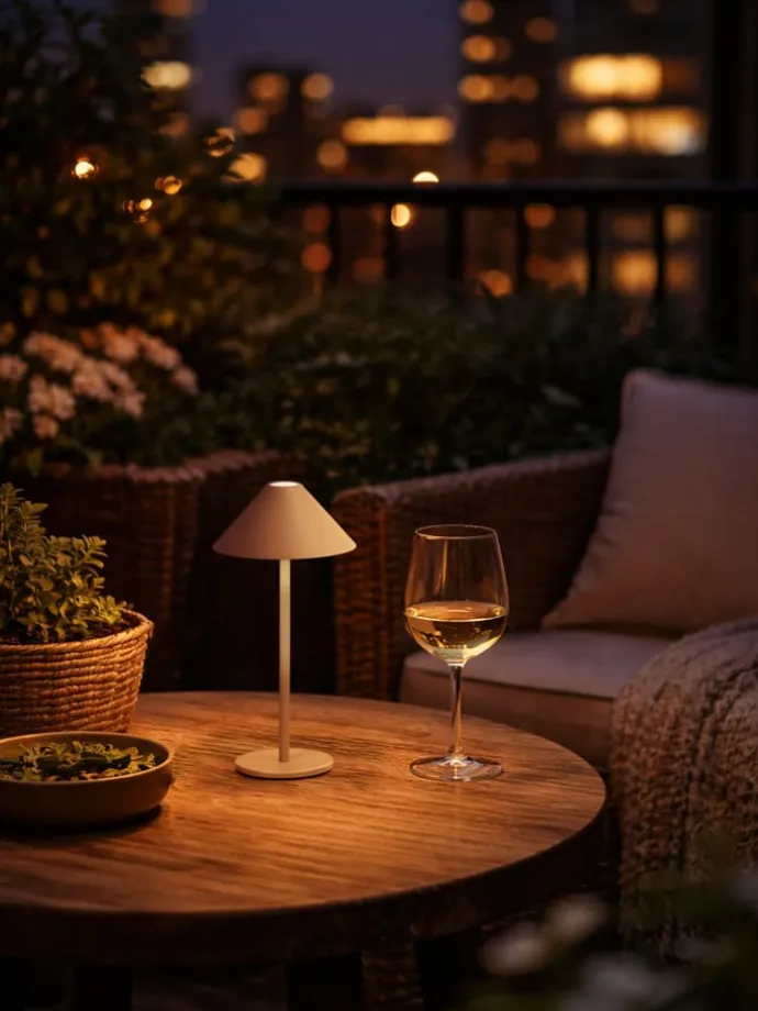 Lampa zewnętrzna LED "Prato" w kolorze beżowym - wys. 25 x Ø 12,5 cm