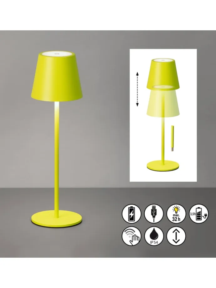 Lampa zewnętrzna LED "Viletto" w kolorze limonkowym - wys. 36 x Ø 11 cm
