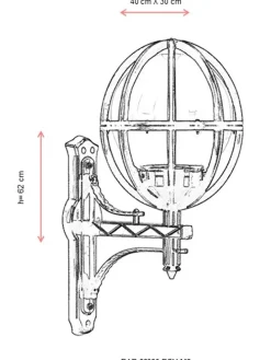 Lampa zewnętrzna w kolorze czarnym - 40 x 62 x 30 cm