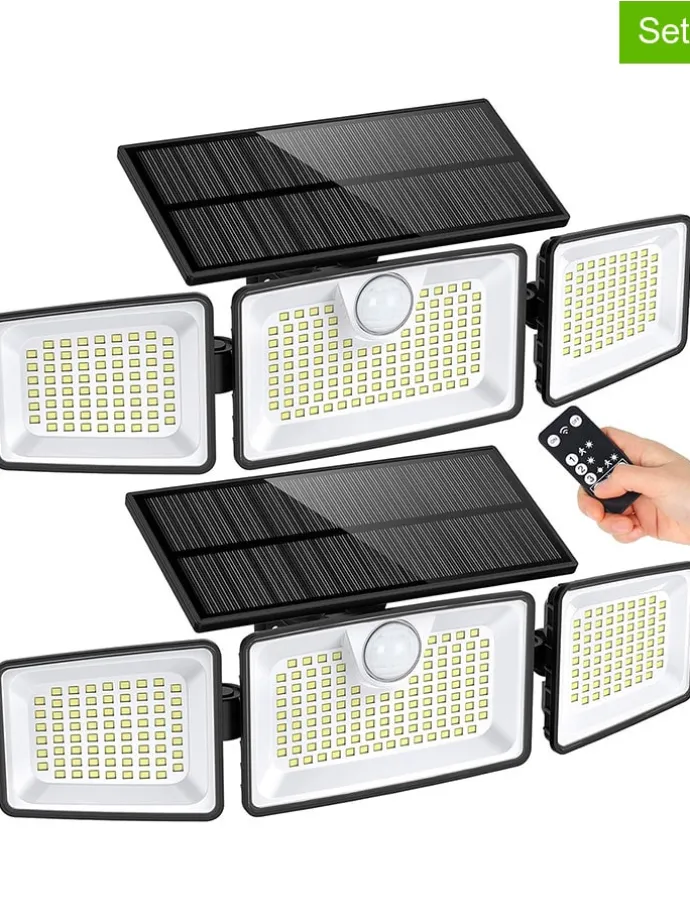 Lampy solarne LED (2 szt.) w kolorze czarnym - 35 x 11,8 cm