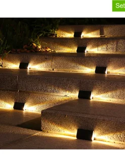 Lampy solarne LED (4 szt.) w kolorze czarnym - 10,9 x 6,3 cm