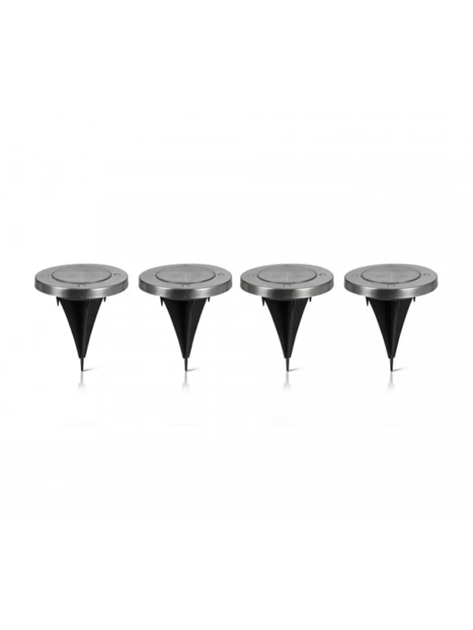 Lampy solarne (4 szt.) "Nashville" w kolorze srebrnym - wys. 13,5 x Ø 11,6 cm