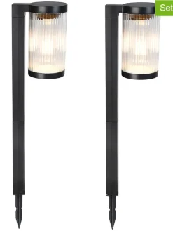 Lampy zewnętrzne LED (2 szt.) "Beamlit" w kolorze czarnym - 7,8 x 57,9 x 11 cm