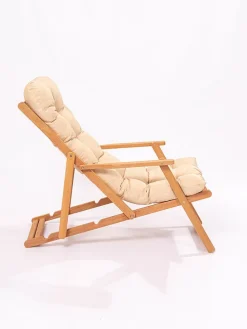 Leżak ogrodowy w kolorze jasnobrązowym - 66 x 110 x 48 cm