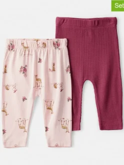 Legginsy (2 pary) w kolorze jasnoróżowo-bordowym
