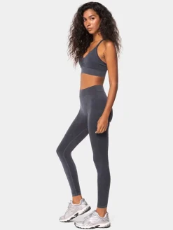 Legginsy sportowe "Marble Story" w kolorze antracytowym