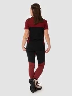 Legginsy trekkingowe "Puez Dry Responsive" w kolorze bordowo-czarnym
