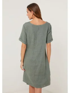 Lniana sukienka w kolorze khaki