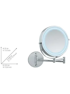 Lusterko kosmetyczne LED "Power-Loc" w kolorze srebrnym - Ø 17,5 cm