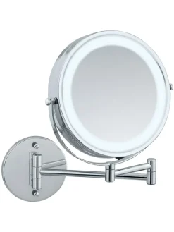 Lusterko kosmetyczne LED "Power-Loc" w kolorze srebrnym - Ø 17,5 cm