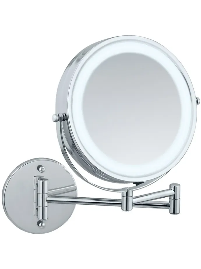 Lusterko kosmetyczne LED "Power-Loc" w kolorze srebrnym - Ø 17,5 cm
