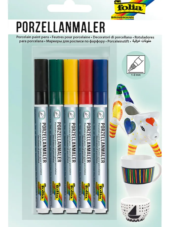 Markery (5 szt.) w różnych kolorach do porcelany