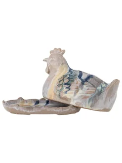 Maselniczka "Heni" w kolorze beżowo-granatowym - 19 x 13 x 13 cm