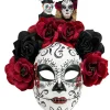 Maska "DIA DE LOS MUERTOS" w kolorze biało-czarno-czerwonym