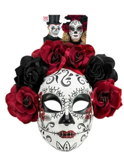 Maska "DIA DE LOS MUERTOS" w kolorze biało-czarno-czerwonym