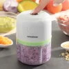 Mini rozdrabniacz w kolorze biało-zielonym - wys. 11,7 x Ø 8,7 cm