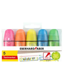 Mini-zakreślacze (5 szt.) "Neon Glitter"
