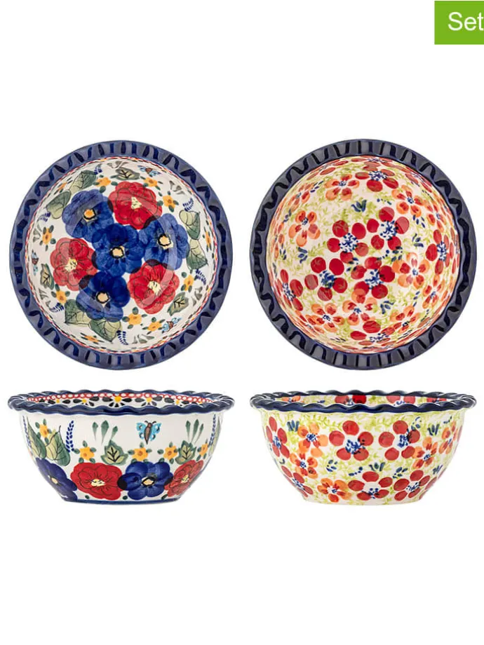 Miski (2 szt.) "Florist" w kolorze czerwono-niebiesko-zielonym - Ø 13 cm