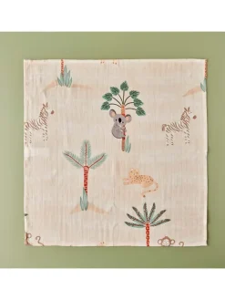 Muślinowe chustki (2 szt.) w kolorze zielono-beżowym do odbijania - 65 x 65 cm
