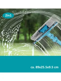 Myjka w kolorze srebrno-turkusowym do szyb - 89 x 25 cm