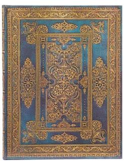 Notatnik "Blue Luxe" w kolorze złoto-niebieskim w linie - 17,5 x 23 cm