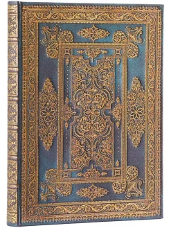 Notatnik "Blue Luxe" w kolorze złoto-niebieskim w linie - 17,5 x 23 cm