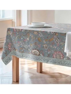Obrus "Floral And Tropical Ayana" w kolorze szaro-jasnoróżowo-zielonym