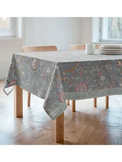 Obrus "Floral And Tropical Ayana" w kolorze szaro-jasnoróżowo-zielonym