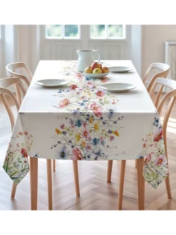 Obrus "Floral And Tropical Daina" w kolorze biało-jasnoróżowo-niebieskim