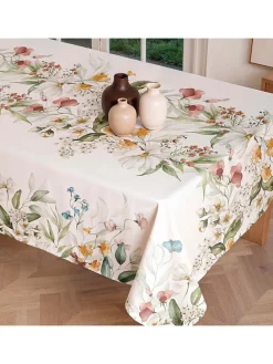 Obrus "Floral And Tropical Maddy" w kolorze biało-jasnoróżowo-zielonym