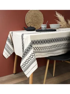 Obrus w kolorze beżowo-czarnym - 250 x 140 cm