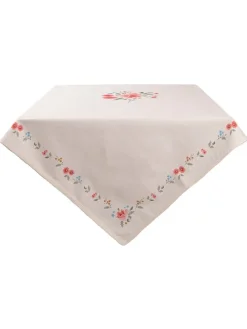 Obrus w kolorze beżowym ze wzorem - 150 x 150 cm