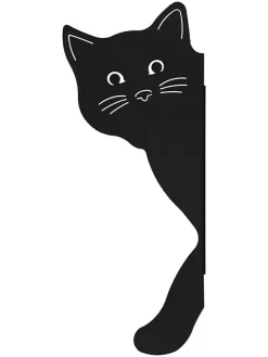 Ogrodowa dekoracja ścienna "Cat" w kolorze czarnym - 12 x 30 x 3 cm