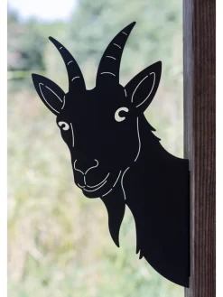 Ogrodowa dekoracja ścienna "Goat" w kolorze czarnym - 20 x 35 x 3 cm