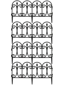 Ogrodzenia rabat (4 szt.) w kolorze czarnym - 60,5 x 32,5 cm