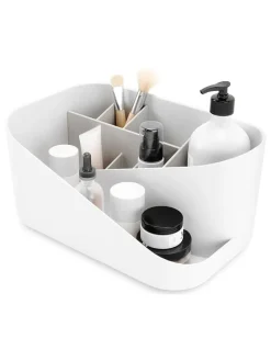 Organizer "Glam" w kolorze biało-szarym na kosmetyki - 27 x 13 x 17 cm